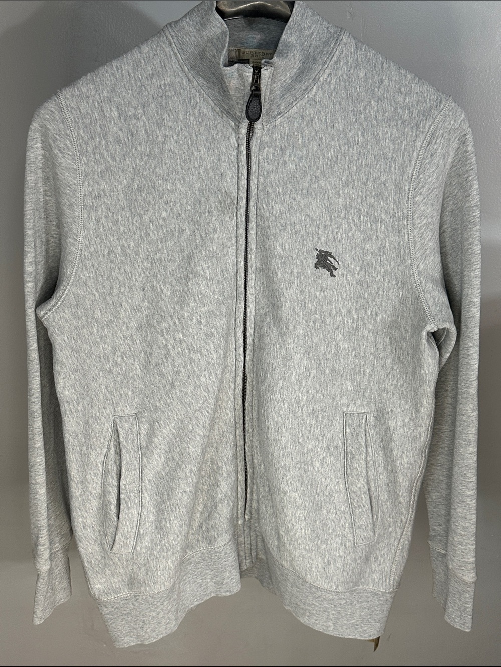 Burberry Light Gray Full-Zip Knit Jacket